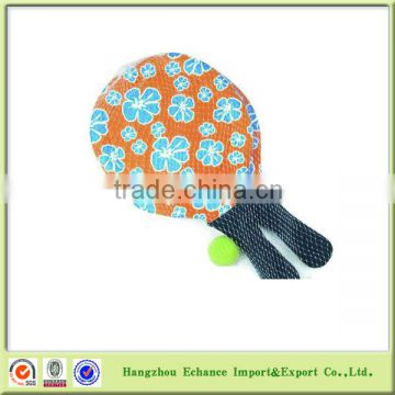 Flower print wholesale Wood Beach Tennis Racket Set-CP1004