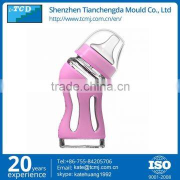 New Design High Borosilicate Glass Baby Feeding Bottle Pink Green Bule Color With Temperature Sensing Base