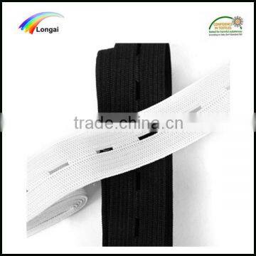 1cm 25cm white/black woven elastic webbing belt with button hole elastic band