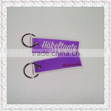 woven key tag with metal ring