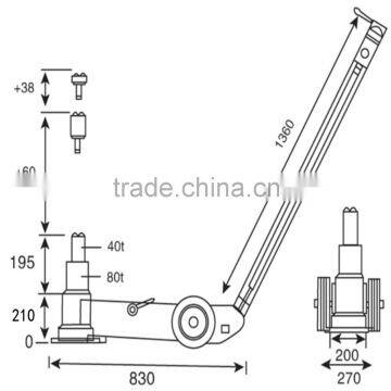 80t/40t Pneumatic Hydraulic Jack