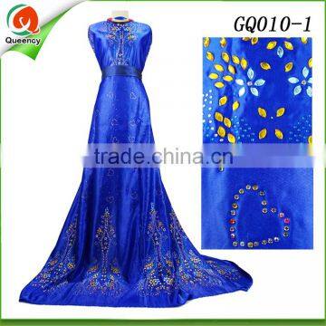 new royal blue beaded raw silk george wrappers indian george fabric
