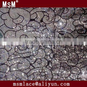 2015 new design sequin net embroidery fabric