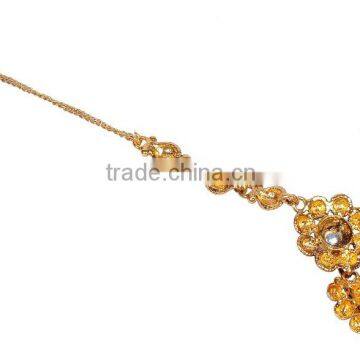 Indian Traditional Gold Polish With Pearl Drop Maang Tikka For Women photo-2