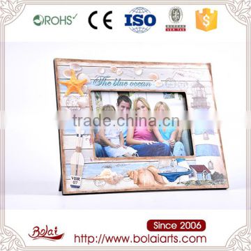 Wholesale blue ocean lighthouse and conch printing mdf material photo frame