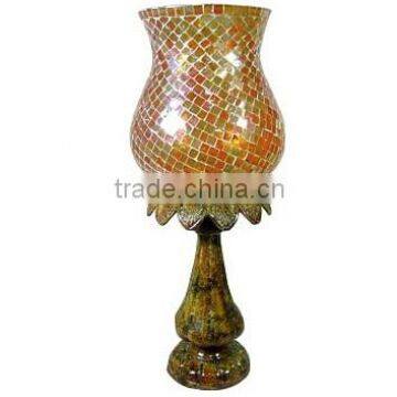 Yellow Color Mosaic Hurricane Lamp