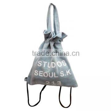 Multipurpose Jean Material Shopping Bag Drawstring Tote Shopping Bag Handbag photo-2