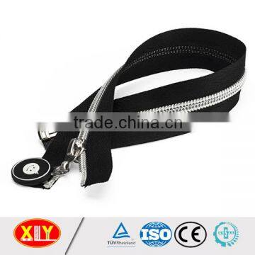 high quality rubber puller silver teeth open end nylon zipper