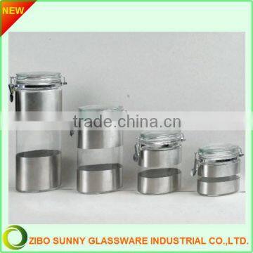 Glass Canister With Stainless Steel Coating