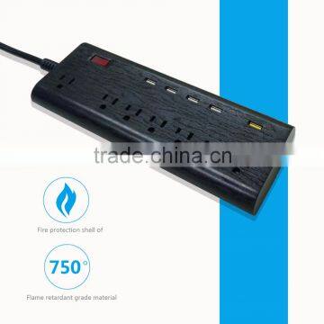 New US 2 pin gang plug socket strip with surge protector FC 3.0 usb port fast charger