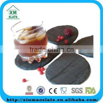 [factory direct] Leaf Shaped 13x8cm Natural Edge Oiled Slate Drink Coaster Item BD-1310RD2AY