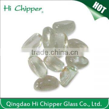 Clear colored cashew shape glass gem stone for fire pit decoration