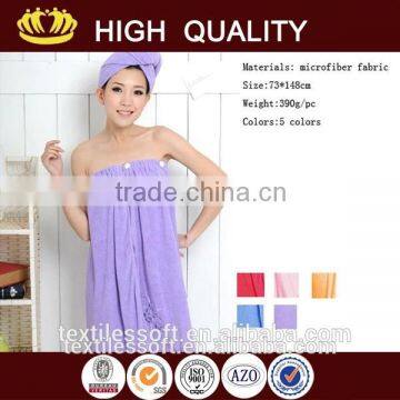 wholesale women microfiber wrap towel bathrobe with bath cap