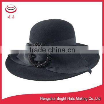 Wool Felt Floopy Hats Casual Hat with Bowknot