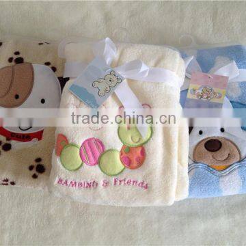 2015 new style baby thrower embroidered baby microfleece blanket