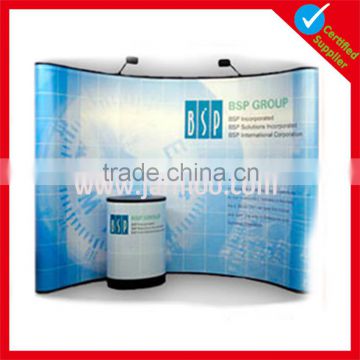 curved PVC pop up stand	with counter