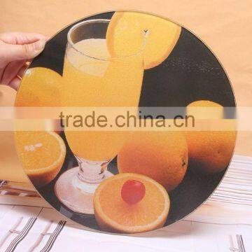 Round shape tempered glass cutting board for heat transfer printing