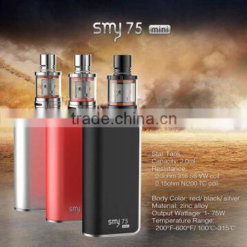 Hot Sale Factory new products smy mini tc 75w temperature control e cigarette box mod vapor box mod