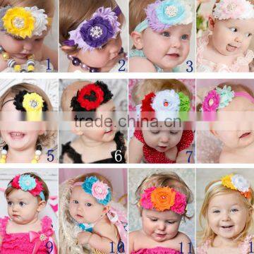 Infant girl boys cute rhinestone headband lace hand flower hair band