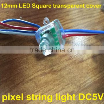 12mm LED square transparent cover WS2811 50pcs string IP68 DC5V full color rgb pixel led                        
                                                                                Supplier's Choice