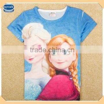( K5198Y ) BW 2-8Y high quality wholesale kids summer t shirts Elsa and Anna girls 3d printing t shirt