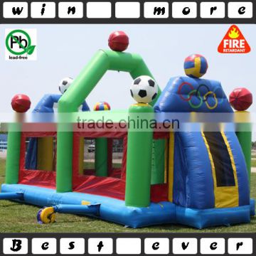 PVC inflatable sport game zone, twister,basketball,football,,volleyball or dodge ball area