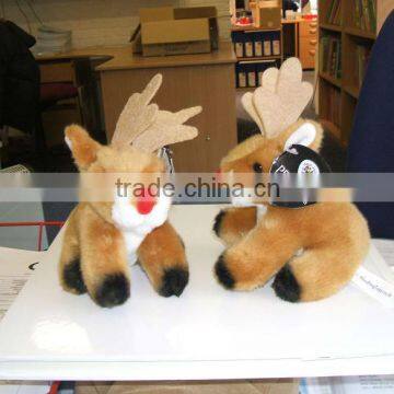 stuffed soft toy, brown plush deer toy with antlers