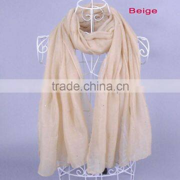 Top Popular Pure Color Diamond Women Scarf Voile Scarves 180*90 Pashmina Muslim photo-3