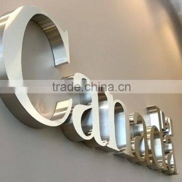 High quality satin brushed stainless steel interior metal signage