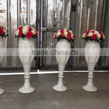 New arrival style LED flower wedding pillar white flower vase for decoration