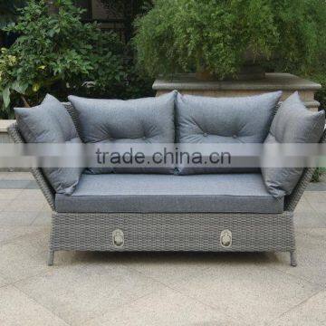 Pool patio garden wicker high back adjustable lounge sofa