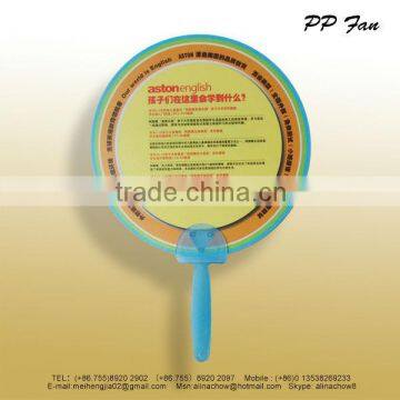 Round Plastic fan with blue handle