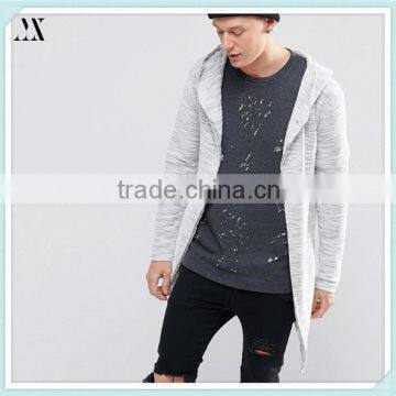 2016 Wholesale Jacket Long Line Hooded Jacket With Lightweight Knit Fabric