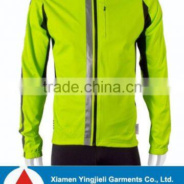 Man high Visibility Full Zip Bright Green Reflective Cycling Jacket for winter