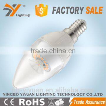 2015 NINGBO HOT led bulb, led candelabra bulbs lamp, led candle 4W C30HLAP 323LM E14 LED light Candle Bulb