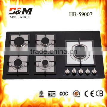 tempered glass built-in 5burner gas stove