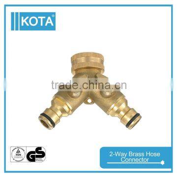 Garden Accessory 2-Way Brass Water Hose Quick Connector                        
                                                Quality Choice