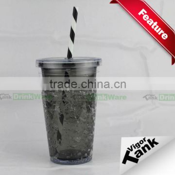 Double Walled Cool Plastic Cup with Straw