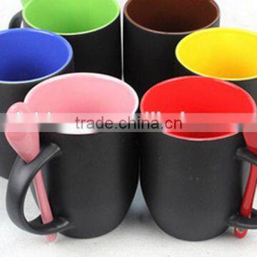 Creative Magic 11 oz Color Changing Matte Outer Black and Inner Color Ceramic Coffee Mug Eiyh Inserting Spoon photo-6