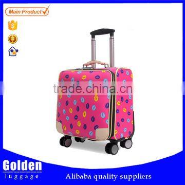 waterproof PU material cabin size suitcase with newest design and high quality lady's travel trolley luggage on sale