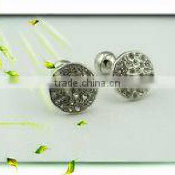 Shiny White Crystal Cufflinks Silver Round Cufflinks With Initial