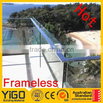 frameless glass stainless steel spigots or porch frameless glass railing