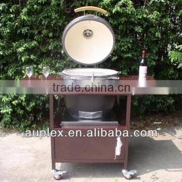 21inch ceramic bbq grill with brown iron table