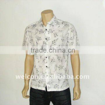 Men's fashion leisure 100% cotton floral short sleeve shirt