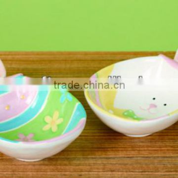 customize ceramic handpaint Dol Easter Bunny Bowl 2 Asst