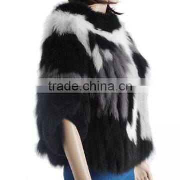 Fashion Knitted Fur Coat/real Fox Fur Coat Women/quality Rex Rabbit Fox Fur Knitted Coat KZ150094 photo-5
