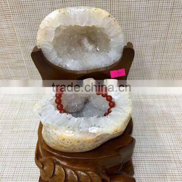 Natural White Agate Geode Crystal Treasure Basin For Sale