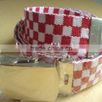 Red White Checkered Webbing Canvas Belt