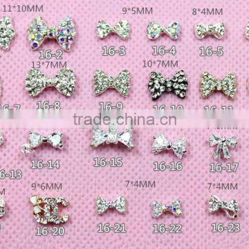 zircon shining AB color bow shape fancy metal small jewelry for nail art                        
                                                Quality Choice