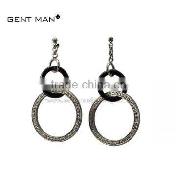 New ladies designs cz stone round shap 316L Surgical dangle Stainless Steel earrings wholesale